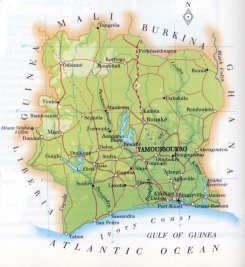 map of  The Ivory Coast; source: WR